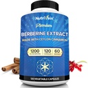 Nutrivein 프리미엄 Berberine HCL 1200 mg Ceylon Cinnamon - 120 캡슐 : 방어, 소화 및 대사를위한 높은 흡수 Berberine 보충