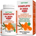Nattura Complete Omega 3-6-7-9, Pure Sea Buckthorn Oil, 유럽 품질, Unrefined, Cold Pressed Sea Buckthorn Wild Berries - Non-GMO, 공인 Kosher, 글루텐 - 무료 1 병 - 60 캡슐