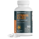 Bronson 비타민 K2 D3 (MK7) 보충교재 비 GMO 공식 비타민 D3 5000IU (125 mcg) & 90 mcg K2 MK-7, 삼키기 D & K Complex, 360 정제에 쉬운