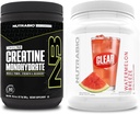 NutraBio Creatine Monohydrate, Unflavored, (300 g) 및 Clear Whey Protein Isolate, (Watermelon Breeze) 보충 번들 - 근육 에너지, 최대 성장, 회복 및 힘