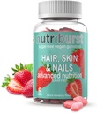 NUTRIBURS Hair, Skin & Nail | 영국 최대 신뢰할 수 있는 브랜드| Biotin Hair Gummies | Healthy Skin, Hair & Nails | Vegan and Sugar-Free M | 맛있는 딸기 맛있은 구미 | 포장 60