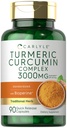 Black Pepper 3000mg의 Carlyle Turmeric Curcumin | 90 분말 캡슐 | Bioperine의 복잡한 보충 | Non-GMO, 글루텐 무료