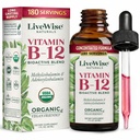 LiveWise Naturals B12 비타민 Drops Non-GMO, 에너지, Clarity, 초점 및 쉬운 흡수, Adenosylcobalamin & Methylcobalamin 보충, Vegan, 글루텐 자유로운, 낙농 자유로운을 위한 유기 생물 활성 혼합