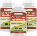 최고의 자연 크롬 Picolinate 200 mcg 240 정제 (240 개)