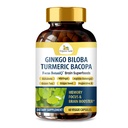 유기 Veda Ginkgo Biloba 심황 Bacopa 두뇌 보충 기억, Ashwagandha와 무드 & 초점 - 농도, 에너지 및 뇌 부스터, 건강한 관절 및 순환 지원 - 60 Vegan 캡슐