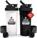 DAN RIVER 2-Pack 셰이커 병 | 24oz Plastic Protein Shaker & Mixer | 스무디 및 단백질 혼합을위한 트위스트 및 잠금 디자인 | 내구성, 누출 방지, 청소하기 쉬운 | 체육관에 대한 Clear & Black Shaker Bottles