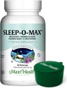 Maxi 건강 자연적인 수면 보충교재 Valerian 뿌리, Melatonin, Tryptophan, Passionflower를 가진 초본 Sleep-O-Max - Green Pillbox를 가진 성인을 위한 Calm 수면 지원 공식