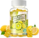 Creatine Monohydrate Gummies Complex for Men & Women - 고급 공식 W/L-Taurine + 비타민 B12, 설탕 무료 Chewable 보충교재,90 레몬 Gummies