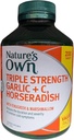 Nature's Own Triple Strength Garlic + C, Horseradish 200 태블릿 전용 크기