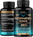Phosphatidylserine 400 mg L-Theanine, 마그네슘 & 비타민 B6, Rhodiola Rosea - 뇌, 기억 & 초점 지원 - 증명된 비 GMO, 자연적으로 Derived & Bioavailable - 미국에서 만드는 - 120 Сapsules