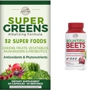 COUNTRY FARMS 슈퍼 그린 과일 야채 Probiotics 산화 방지제 Phytonutrients Beet 뿌리 니트로 산화물 순환 면역 지원 캡슐