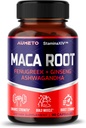 Maca Root Supplement - Ashwagandha, Fenugreek, Panax Ginseng 근육 성장, 체력 및 성능이있는 고급 12-in-1 공식 - 미국 (90 개)