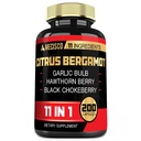11in1 감귤류 Bergamot 보충 1000mg 올리브 잎, 호손 베리, Guggul, 마늘, 그리고 더 많은 - 지원 Immunity, Circulatory 체계 & 전반적인 건강 - 200의 캡슐