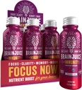 BrainJuice Brain and Immune Support Shot, Gluten Free Supplement Shot for Energy, Focus, 비타민 D, C B, 알파 GPC 및 유기 생강 뿌리, 석류 Acai, 2.5 fl oz, 12 팩