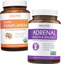 Adrenal Support & Organic Ashwagandha의 번들 - Ashwa-Adrenal Harmony - Adrenal Support & Cortisol Manager (Non-GMO) 및 유기 Ashwagandha 뿌리 분말 1350mg Serve (120 정제)