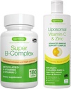 Super B-Complex + Liposomal 비타민 C 1000mg & 아연 Vegan 번들, 메틸을 입힌 중단한 방출 B Complex & 높은 흡수 액체 면역성이 있는 지원 Complex, Igennus에 의하여