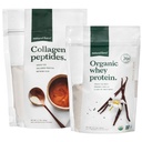 Natural Force Clean, Grass Fed Collagen Peptide + Vanilla Organic Whey Protein Bundle – 유기, 비 GMO Whey Protein & Hydrolyzed Type I 및 III Collagen – 14.3 Ounce Bag 및 11.7 Ounce Bag