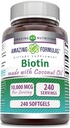 추가 버진 유기농 코코넛 오일 보충으로 놀라운 수식 바이오틴 | 10000 Mcg | Softgels | Non-GMO | Gluten-Free | Made in USA (1 Pack, 240 Count)