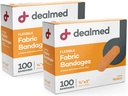 Dealmed 직물 가동 가능한 접착성 붕대 – 100개의 조사 (2 팩) 비 찰상 패드, 유액 자유로운, 첫번째 원조 장비를 위한 부상 배려, 3" x 3/4"