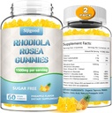 2 팩 설탕 자유로운 Rhodiola Rosea Gummies, Adaptogenic Rhodiola Rosea 보충교재 & 향상된 체력을 위한 Cortisol 차단제, 계류 및 Motivation 부스트, 비 GMO, Vegan, 120 조사