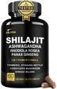 8-in-1 Shilajit 남성 및 여성을위한 Rhodiola Rosea, Ginseng, Turmeric, Mushroom, Immune Support, Energy, Calm, Focus, Clarity, Sleep, Cortisol과 함께 아스화 만 Himalayan 유기 보충