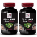 머리 revitalizer - GRAY HAIR REVERSE - 색상 부스트, 레이디 헤어, 헤어 쉐이빙, 헤어 변형, 광택 헤어, 유년한 외관, 풍부한 머리 색상, 헤어 빛, 신선한 머리 색상 2Bot 120Caps