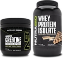 NutraBio Creatine Monohydrate, Unflavored, 150g 및 Whey Protein Isolate, 초콜릿 땅콩 버터, 보충 번들 - 근육 에너지, Lean 근육 성장, 회복 및 힘