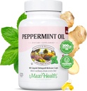Maxi 건강 Peppermint 기름 캡슐 – 유기 제빙기 기름 & Fennel 지연된 방출 캡슐 – 소화를 위한 소화성 규정식 고약 Peppermint 보충교재 (60의 캡슐)