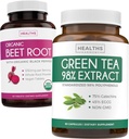 소금 뿌리 & 녹차 추출물 (1 달 공급) Detox 힘 듀오 - 흡수 1250mg (60의 정제)를 위한 까만 고추를 가진 유기 사탕 뿌리 & 녹색 차 추출물 98% 봉사 (60의 모자) 당 EGCG 1000mg에
