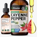 BIO KRAUTER® Cayenne Pepper Drops 684 mg - Pure Vegan Cayenne Pepper Supplements 2 Fl.Oz 28 공급 일 - 소화 지원을위한 천연 Capsaicin - 알코올 및 설탕 무료, 비 GMO