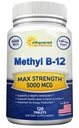 aSquared 영양 비타민 B12-5000 MCG Methylcobalamin (Methyl B-12)를 가진 보충교재 - 최대 힘 비타민 B 12 도움 Boost 자연적인 에너지, Benefit 뇌 & 심장 기능 - 120의 정제