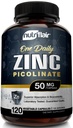 NutriFlair 아연 Picolinate 50mg, 120 캡슐 - 최대 흡수 아연 보충 알약 - 면역 체계 승압기, 면역 방어, 강력한 비 GMO 산화 방지제 - 글루코산염, 구연산염, 산화물과 비교하십시오