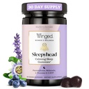 여성을위한 Winged Wellness Sleepyhead 천연 수면 Gummies - 3mg Melatonin, L-Theanine, 5-HTP - 블루 베리 라벤더 맛 - 30 서빙