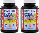 Yerba Prima Psyllium Husks Caps 180 캡 (팩 2) - 천연 섬유 보충 및 콜론 클렌징 - Gut Health - Non-GMO 글루텐 무료