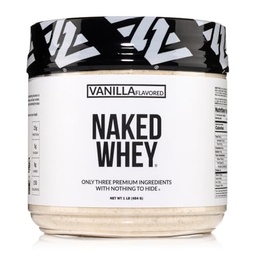 NAKED Vanilla Whey Protein 1Lb, 만 3 재료, 모든 천연 잔디 볶음 와이 단백질 분말 + 바닐라 + 코코넛 설탕 - GMO-Free, Soy Free, 글루텐 무료. 아이 근육 성장, 12 서빙