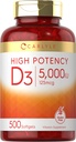 Carlyle Vitamin D3 5000 IU Softgels | 500 카운트 | 값 크기 | 비 GMO 및 글루텐 무료 보충 | 높은 효능 공식 | 125mcg