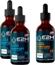 E2H: Liver Support Supplement (2 Pack - 4 Fl Oz) 및 액체 심황 쿠르쿠민 (단일 병 - 2 Fl Oz) | Vegan, Non-GMO - (6 Fl Oz Total) - 번들