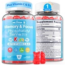 Phosphatidylserine 보충교재 100mg의 아이 대를 위한 초점 Gummies + 비타민 C & D3 400IU의 설탕 자유로운 아이 뇌 Gummies 증가 주의 & 농도, Chewable, Vegan, 글루텐 자유로운, 비 GMO 60Cts