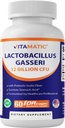 Vitamatic Lactobacillus Gasseri - DR 캡슐 당 12 억 - 60 개 - 소화 지원 - Prebiotic Inulin Fiber로 제작
