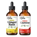 야생 & 유기 생강 뿌리 Tincture 4 fl oz & Cayenne Pepper Tincture 4 fl oz