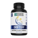 Zhou Driftoff - Nature Inspired Sleep Aid, Valerian Root & Melatonin for Sleep for Men & Women, Gaba & Chamomile과 함께 성인을위한 Calm 수면 보충 - 60 Veggie 캡슐