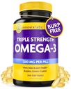 InnovixLabs Triple Strength Omega 3 Supplement, 여성 및 남성을위한 Burpless Fish Oil - 900 mg EPA 및 DHA, 두뇌 및 공동 지원, 상 Winning & Third-Party 테스트, 200 Softgels