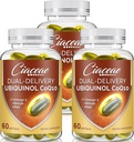 Ubiquinol CoQ10 600 MG Softgels 와 Omega-3 & Shilajit & PQQ, 고급 이중 배달 Coenzyme-Q10, Active CoQ10 Ubiquinol 보충, 산화 방지제, 심장, 두뇌 및 에너지, 180 서빙