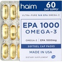 HAIM EPA1000 – 높 순수성 EPA 물고기 기름 보충교재 – 심장, 뇌 & 합동 건강을 위한 1,100mg Omega-3 – 약제 급료 Softgels – 순수한, Burpless 캡슐 – 60 Softgels – 미국에서 만드는