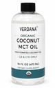 Verdana Organic MCT Oil 16 oz - Keto Coffee, Unflavored Natural Oil Pulling Mouthwash & Massage - 코코넛 Derived, Fractionated– Medium Chain C8 C10 – Non-GMO, Kosher