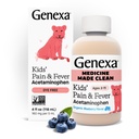 Genexa Children's Clean Acetaminophen | 소아과 선호 성분 | 아이를 위한 통증 및 발열기 | 염료 무료, 0% 인공 첨가물 | 나이 2-11, 맛있는 유기농 블루베리 액체, 4 fl oz