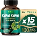 GriMed Kava Kava 19,700mg - Ashwagandha Lemon Balm - 힘, 휴식, 복원, Calm - 미국에서 만든 (100 개)