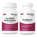 여성 및 Ovaboost 콤보에 대한 FertilAid, 여성 불임 보충 및 Myo-Inositol, Vitex 및 비타민과 천연 불임, 사이클 정기 및 계란 품질, 1 개월 공급