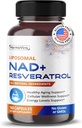 Cellular Energy & Healthy Aging 용 Resveratrol 200mg이있는 Liposomal NAD + 600mg - 180 캡슐 - 비 GMO, 미국 제작