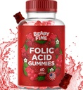 Folic 산 Gummies 400mcg - 여성, 엄마 및 아기를위한 필수 임신 및 임신 Gummy - 60 라즈베리 맛 Folate 거미 비타민 - 미국에서 만든